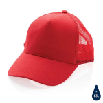 Duurzame katoenen trucker cap bedrukken Eco Mesh kleur rood achtste weergave