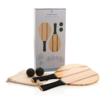 Set houten strandrackets met hoes Wood Beach Tennisset kleur bruin weergave met doos