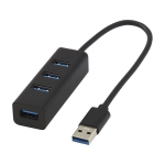 Multipoort met 4 bedrukte USB hubs USB 3.0 Adapt kleur zwart tweede weergave voorkant