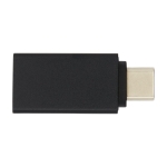 Promotionele aluminium USB-C 3.0-adapter met logo Adapt kleur zwart tweede weergave voorkant