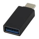 Promotionele aluminium USB-C 3.0-adapter met logo Adapt kleur zwart tweede weergave