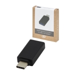 Promotionele aluminium USB-C 3.0-adapter met logo Adapt kleur zwart derde weergave