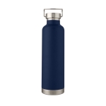 Grote thermos sportfles met metallic streep 1L Sport Large kleur donkerblauw tweede weergave voorkant