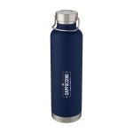 Grote thermos sportfles met metallic streep 1L Sport Large kleur donkerblauw weergave tampondruk