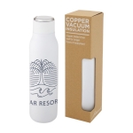 RVS thermosfles met handvat op de deksel 600ml Fancy kleur wit weergave met logo