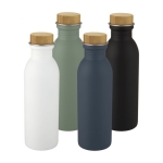 Stalen fles met bamboe deksel met elegant design 650ml Glorious kleur zwart tweede weergave meerdere kleuren