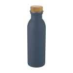 Stalen fles met bamboe deksel met elegant design 650ml Glorious kleur petrol blauw