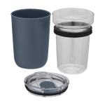 Hittebestendig gerecyclede plastic thermosbeker 420 ml Glass kleur petrol blauw tweede weergave