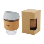 Glazen beker met kurkgreep 360 ml Takeaway Cork Grip kleur grijs