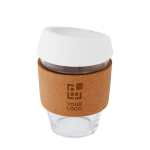 Glazen beker met kurkgreep 360 ml Takeaway Cork Grip met afdrukgebied