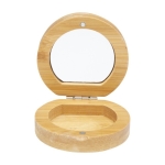 Compacte bamboe zakspiegel met klein compartiment Bamboo kleur naturel weergave tampondruk