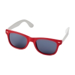 Tweekleurige zonnebril met logo en witte pootjes White Temples kleur rood