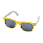 Tweekleurige zonnebril met logo en witte pootjes White Temples kleur geel