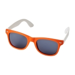 Tweekleurige zonnebril met logo en witte pootjes White Temples kleur oranje