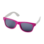 Tweekleurige zonnebril met logo en witte pootjes White Temples kleur roze