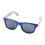 Tweekleurige zonnebril met logo en witte pootjes White Temples kleur koningsblauw