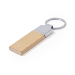 Houten sleutelhanger met logo en metalen details Duo Wood kleur naturel eerste weergave