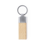 Houten sleutelhanger met logo en metalen details Duo Wood kleur naturel derde weergave