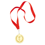 Metalen medaille bedrukken met rood lint Rank