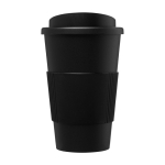 Geïsoleerde plastic koffiemok 350 ml Takeaway Grip American kleur zwart tweede weergave