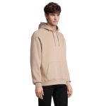 Unisex sweatshirt van ecologische materialen met capuchon 280 g/m2 Stellar kleur beige tweede foto weergave