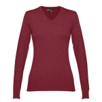 Katoenen dames trui bedrukken met V-hals 220 g/m2 THC Milan kleur bordeaux