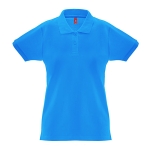 Katoenen dames polo shirt in diverse kleuren 240 g/m2 THC Monaco kleur cyaan blauw eerste weergave