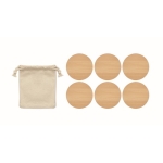 Set van 6 ronde bamboe onderzetters bedrukken met logo Bamboo kleur hout tweede weergave