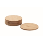 Set van 6 ronde bamboe onderzetters bedrukken met logo Bamboo kleur hout derde weergave