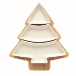 Bamboe dienblad met keramische schalen Christmas Tree kleur wit tweede weergave