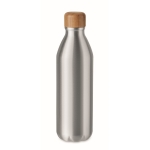 Aluminium fles met bamboe deksel voor merchandising 550ml Oslo kleur mat zilver