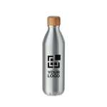 Aluminium fles met bamboe deksel voor merchandising 550ml Oslo weergave met bedrukking