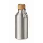 Kleine aluminium fles met bamboe stop 400ml Helsinki Small kleur mat zilver