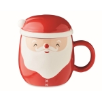 Kerstmok in de vorm van de kerstman met deksel 370ml Happy Santa kleur rood