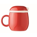 Kerstmok in de vorm van de kerstman met deksel 370ml Happy Santa kleur rood derde weergave