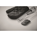 Set met 3 keukenaccessoires met logo Cook Mitt Set kleur zwart foto weergave