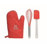 Set met 3 keukenaccessoires met logo Cook Mitt Set kleur rood hoofdweergave