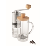 Koffieset met koffiezetapparaat en keramische molen 350ml Napoli kleur mat zilver