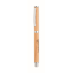 Bamboe rollerball met chromen accessoires, blauwe inkt Bamboo kleur hout hoofdweergave tweede weergave