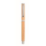 Bamboe rollerball met chromen accessoires, blauwe inkt Bamboo kleur hout