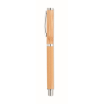 Bamboe rollerball met chromen accessoires, blauwe inkt Bamboo kleur hout vijfde weergave