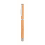 Bamboe rollerball met chromen accessoires, blauwe inkt Bamboo