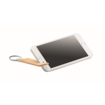 Bamboe sleutelhanger met mobiele telefoonhouder Phone Support kleur hout