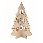 Kleine kerstboom met decoraties en 10 ornamenten Xmas kleur hout