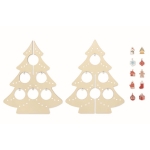 Kleine kerstboom met decoraties en 10 ornamenten Xmas kleur hout tweede weergave