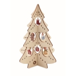 Kleine kerstboom met decoraties en 10 ornamenten Xmas kleur hout hoofdweergave