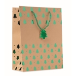 Origineel kraftpapieren tasje met kerstprint Gift Sparkle kleur groen