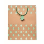 Origineel kraftpapieren tasje met kerstprint Gift Sparkle kleur groen tweede weergave