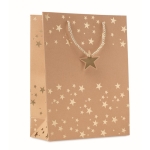 Origineel kraftpapieren tasje met kerstprint Gift Sparkle kleur goud