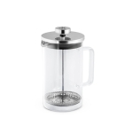 French koffie press van borosilicaatglas 600 ml French Press kleur zilver afbeelding met logo